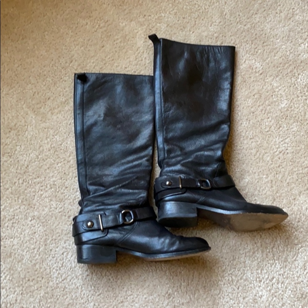 Coach Leather Buckle Boots, Size 8.